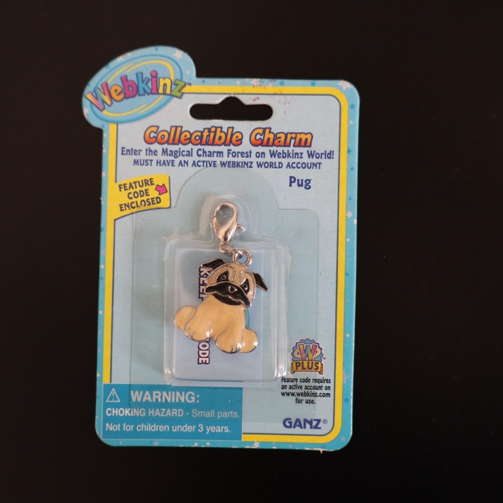 Webkinz Pug Collectible Charm by Ganz NEW with Code